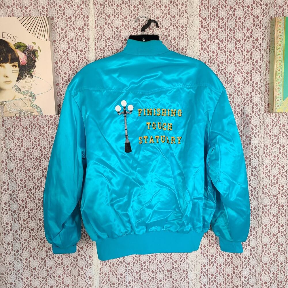 Vintage 80s West Ark blue satin embroidered windbreaker size 2xl - Picture 10 of 13
